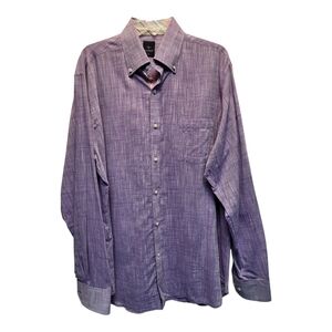 Tailorbyrd Men's Lavender Flip Cuff Long Sleeve Button Down Shirt - Size XL
